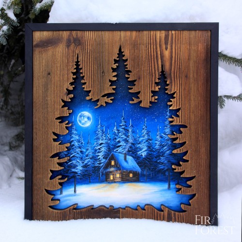 Chatka w zimowym lesie-Cabin in witer forest-FirForest.jpg