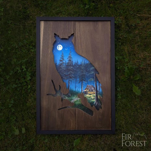 sowa z chatką-FirForest-owlandcabin.jpg