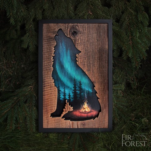 wilk i zorza polarna-FirForest.jpg