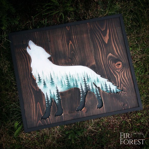 Wilk i las we mgle-FirForest-Wolf and foggy forest.jpg